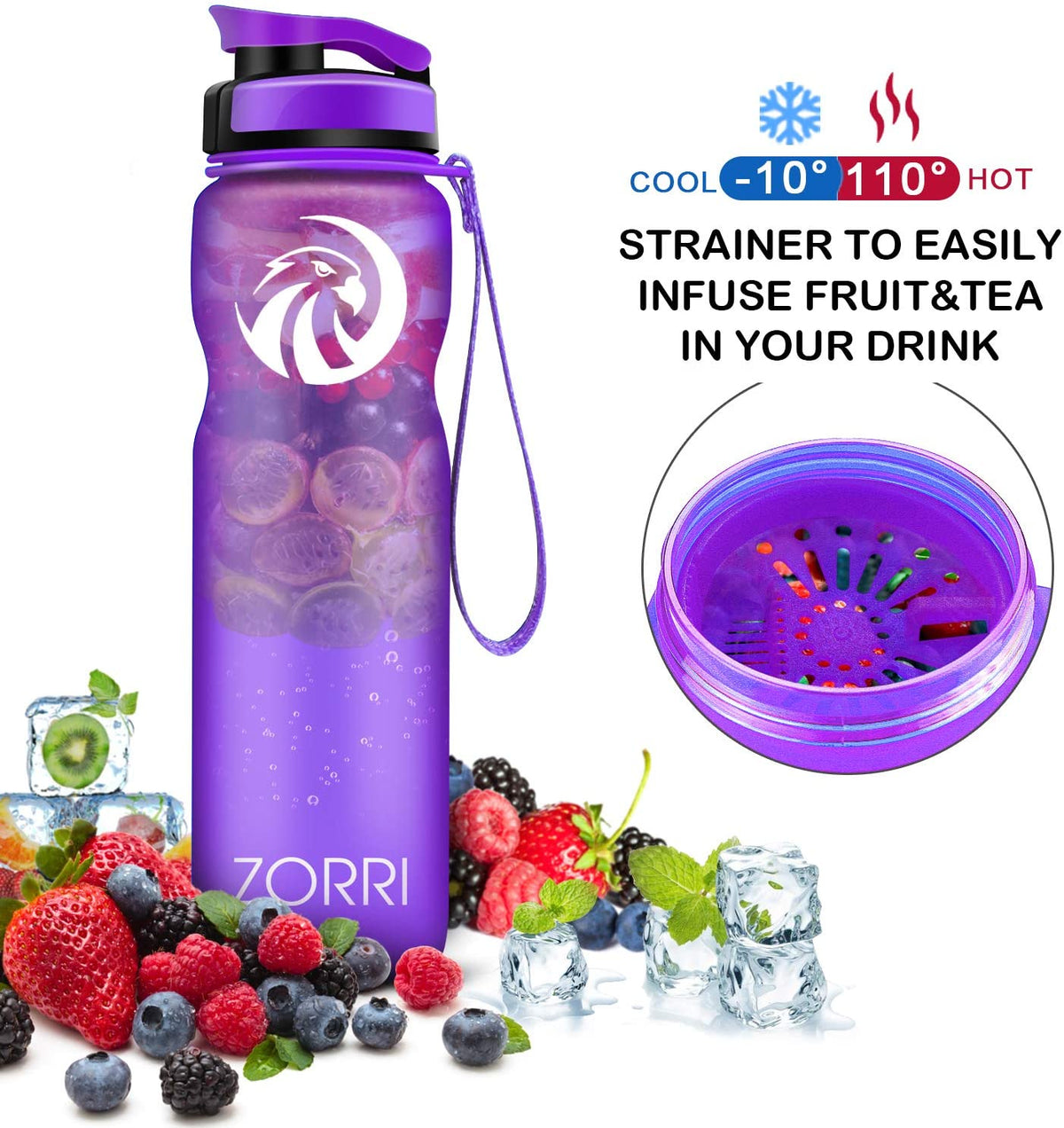 1L Leak Proof BPA Free Reusable Water Bottle with Filter S6208