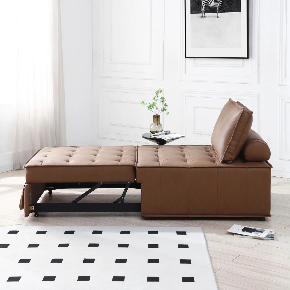 Faux Leather Ottoman Sofa Bed J51247