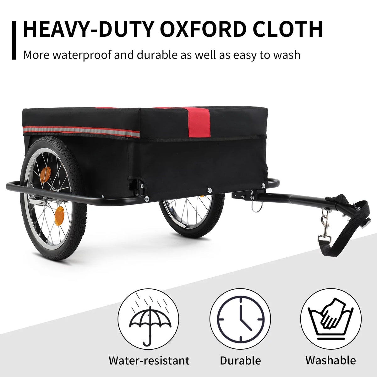 Bike Cargo Trailer with Removable Cover, 16 Wheels, Red R6742