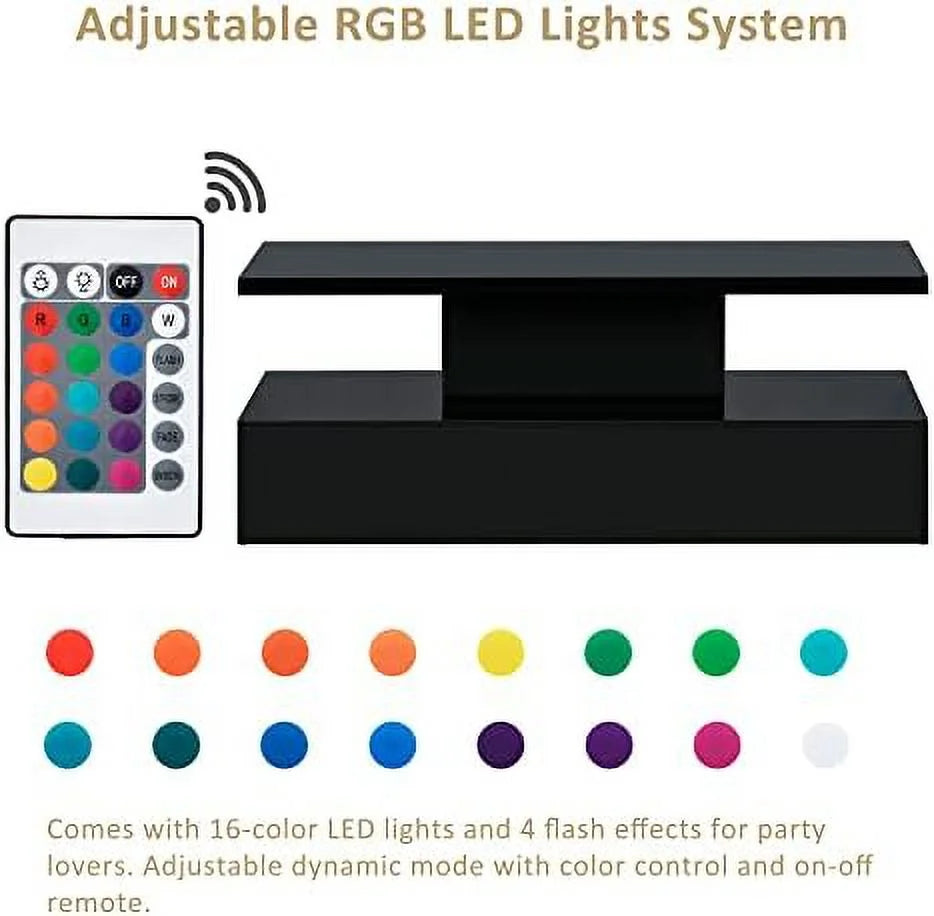 Modern High Glossy LED Coffee Table with 16 Colors Lights G2970