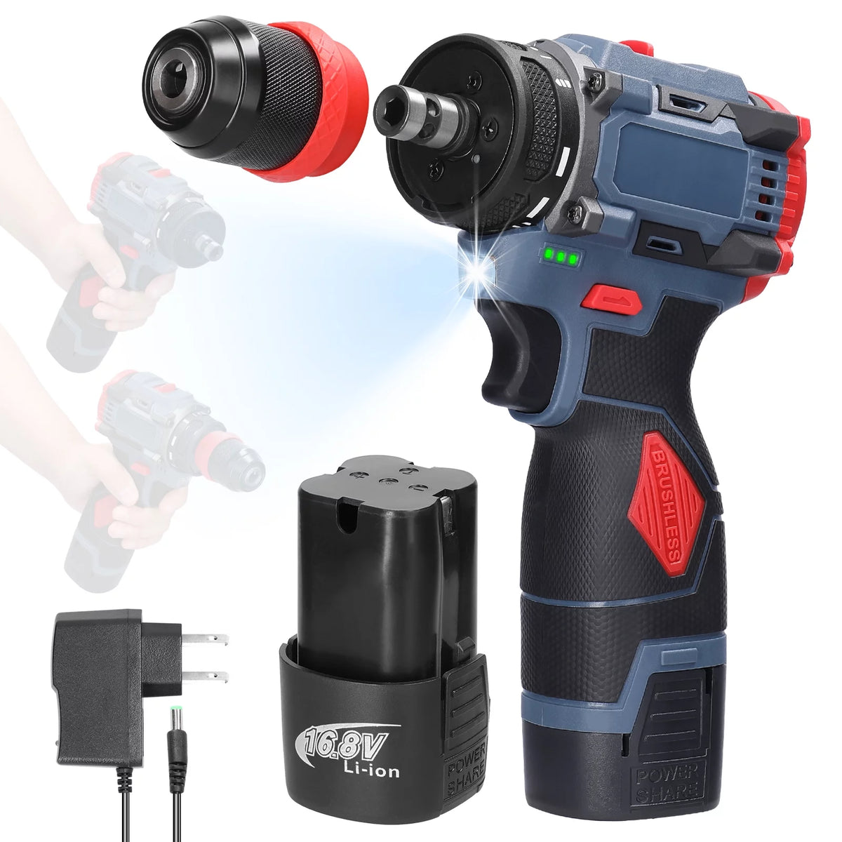 16.8V 2in1 Brushless Drill Electric Screwdriver X3100