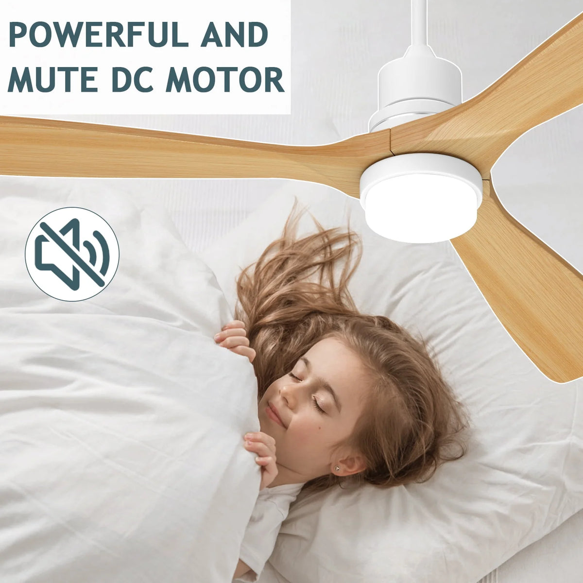 52'' Ceiling Fan with Light and Remote Control, 3 Wood Fan Blades, Walnut P9050