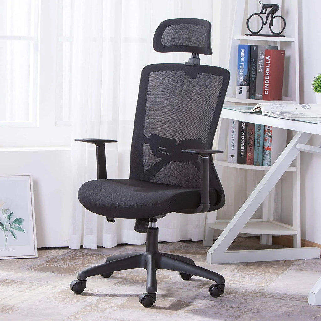 Black Ergonomic High Back Mesh Office Chair with Lumbar Support and Headrest S6695