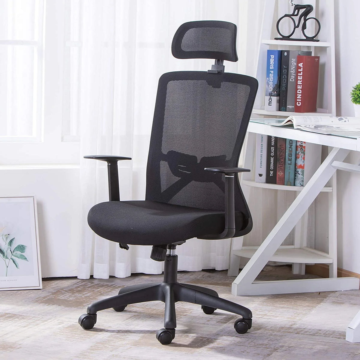 Black Ergonomic High Back Mesh Office Chair with Lumbar Support and Headrest S6695