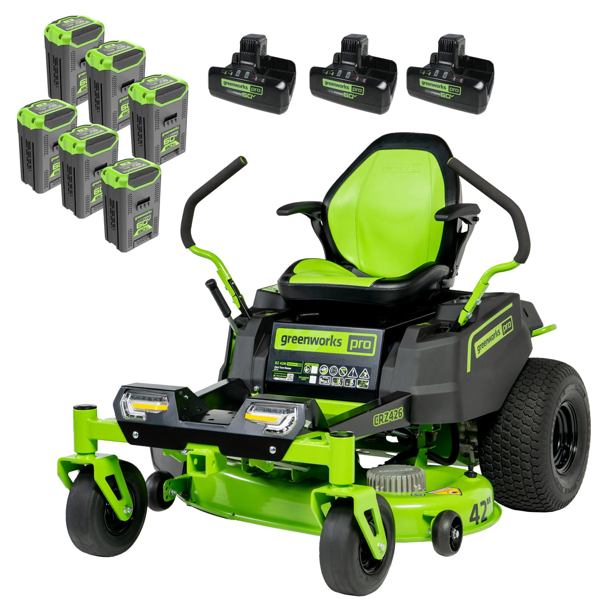 60V 42” Cordless Battery Zero Turn Riding Lawn Mower with 8Ah Batteries G568