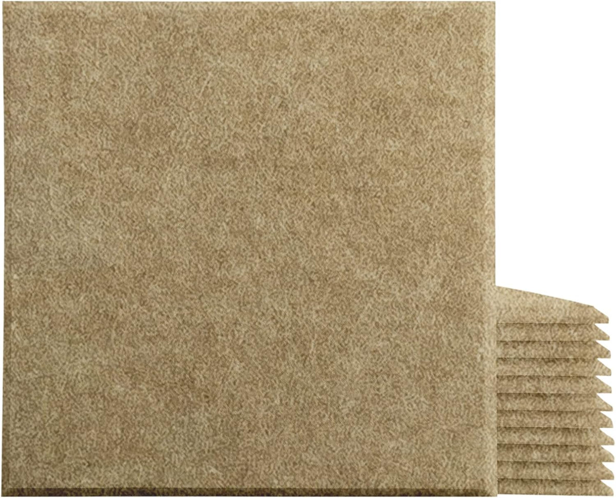 12 Pack Acoustic Panels, 12 X 12 X 0.4 Inch Brown Sound Absorbing Panel C26610