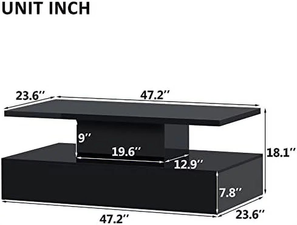 Modern High Glossy LED Coffee Table with 16 Colors Lights G2970