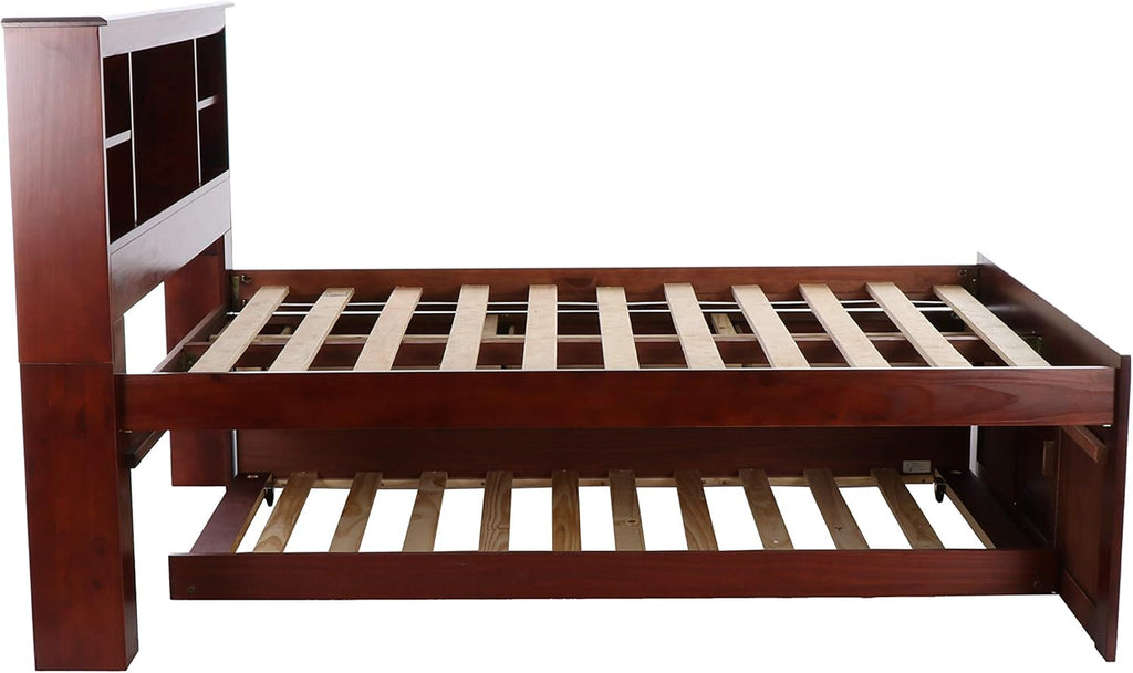 Merlot Bookcase Bed with 3 Drawers & Trundle O6870