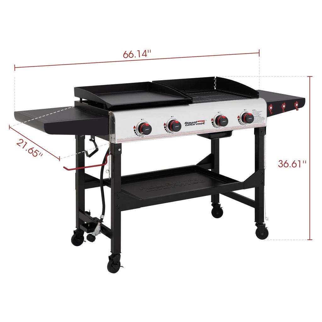 4-Burner Portable Flat Top Gas Grill and Griddle with Folding Legs J7966