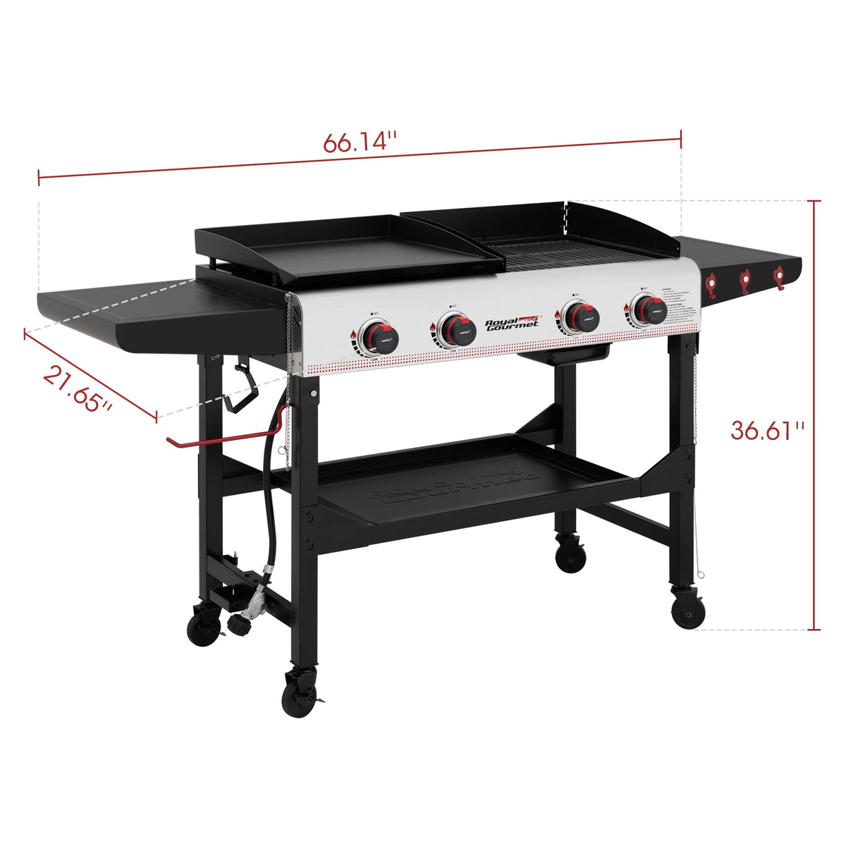 4-Burner Portable Flat Top Gas Grill and Griddle with Folding Legs J7966