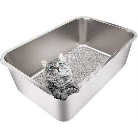 Stainless Steel Litter Box with High Sides Y355566