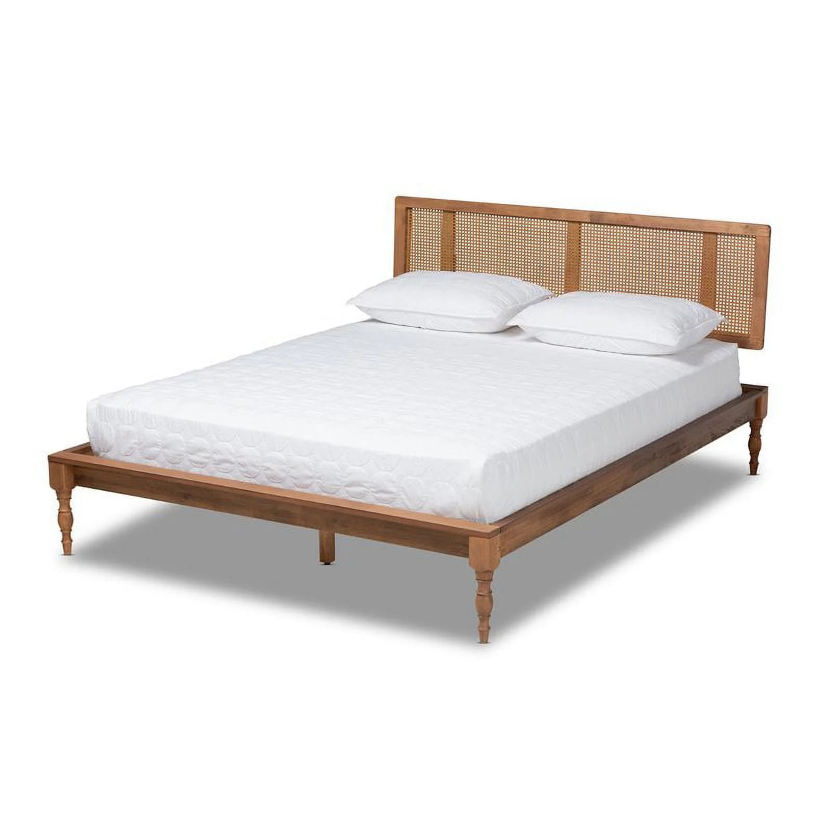 Full Size Wood Rattan Platform Bed F74804