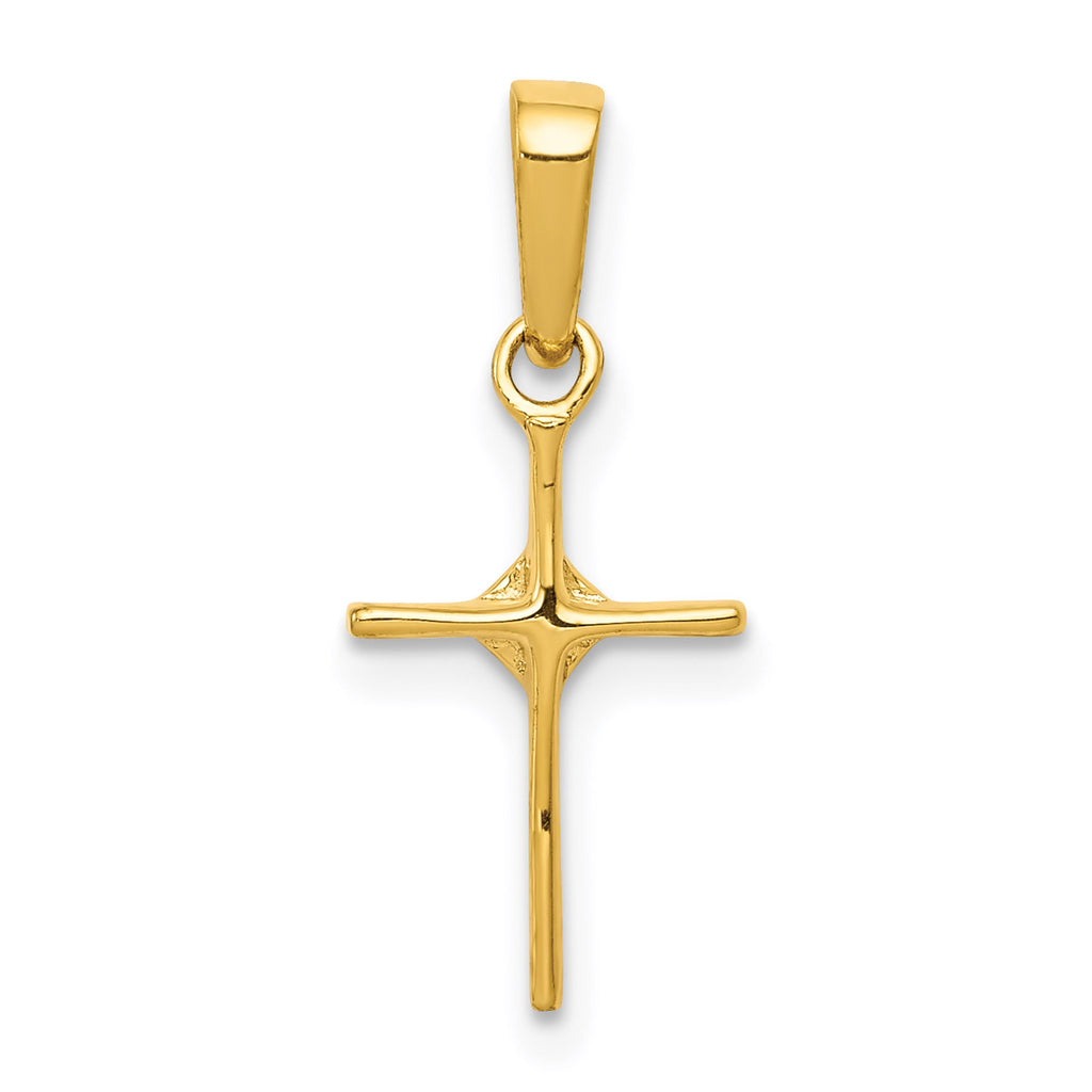 14K Yellow Gold Diamond Cross Pendant Charm with Rope Chain Necklace 20'' F976