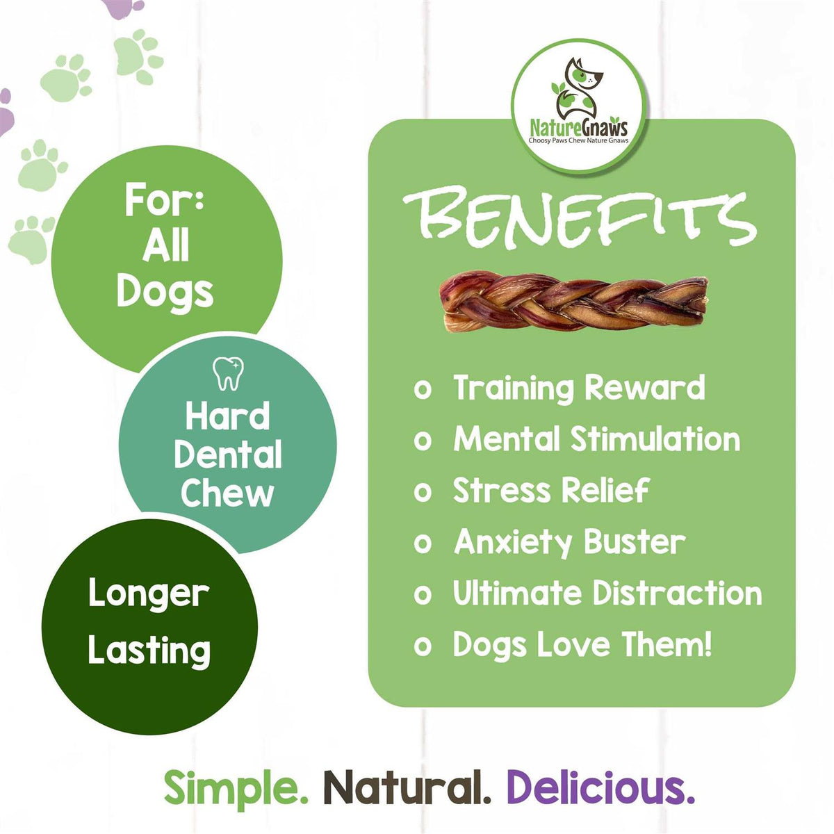 Braided Bully Sticks for Dogs Natural Beef Bones V882423