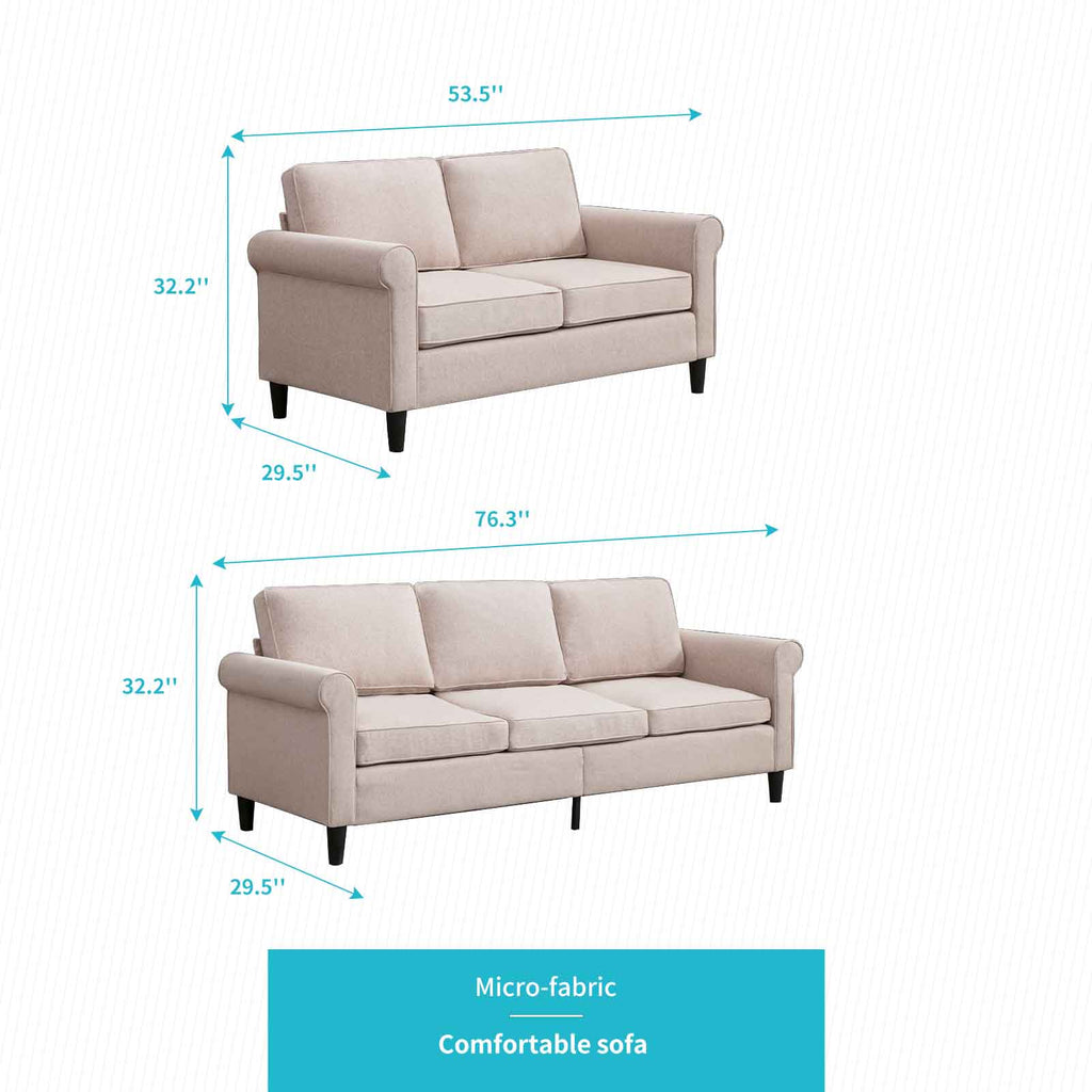 Linen Upholstered 3-Seater Sleeper Sofa with Cushion H906367