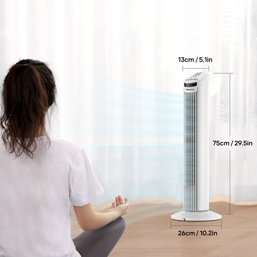 White 30 Tower Fan with Remote Control 3 Speeds K231