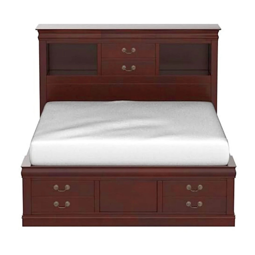 Queen Bed with Storage in Cherry C99495