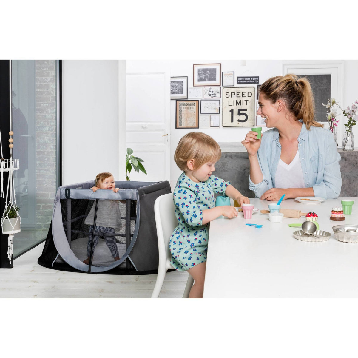 Instant Travel Cot in Grey Rock | 100% Cotton H539