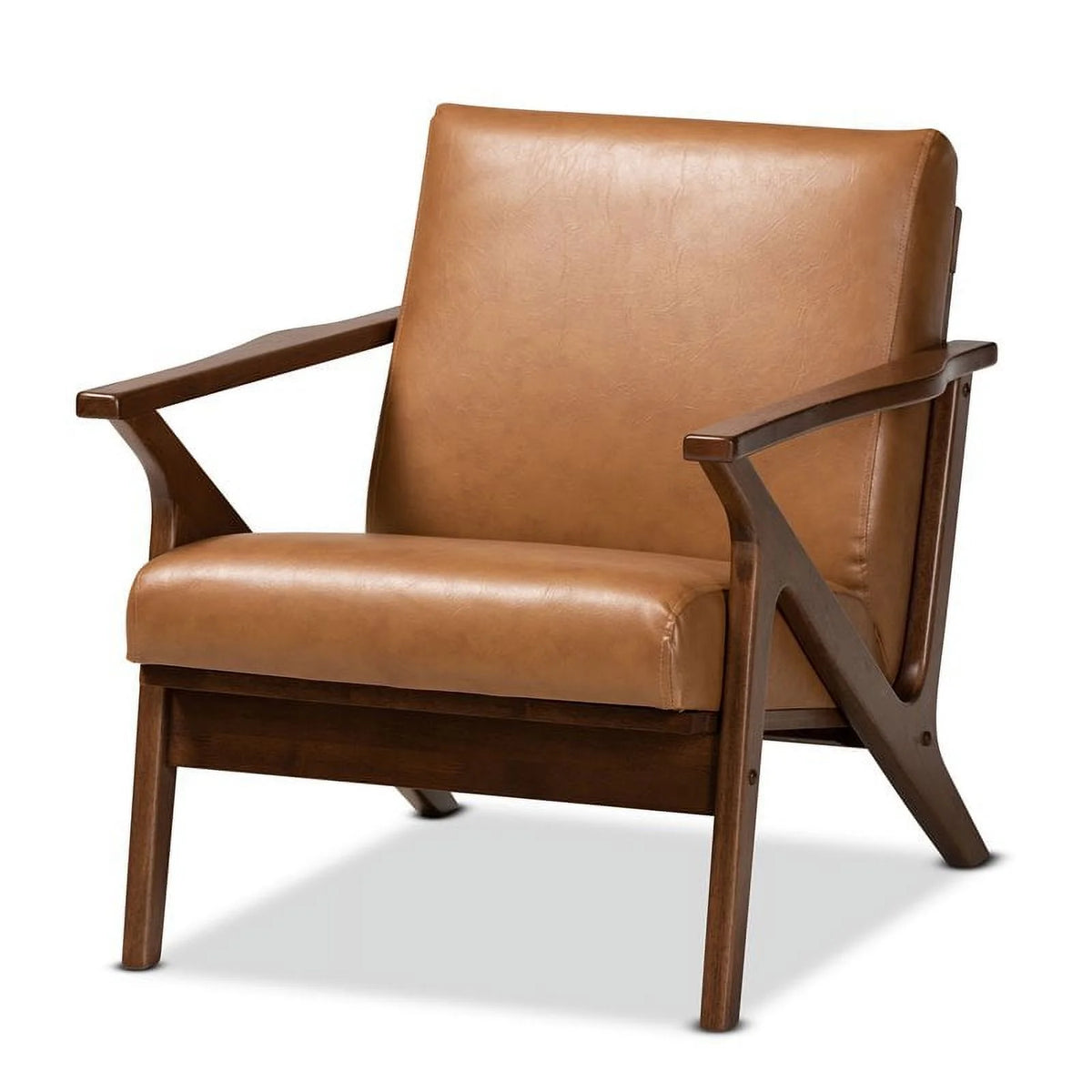 Brown Finished Wood 2-Piece Lounge Chair and Ottoman Set V676