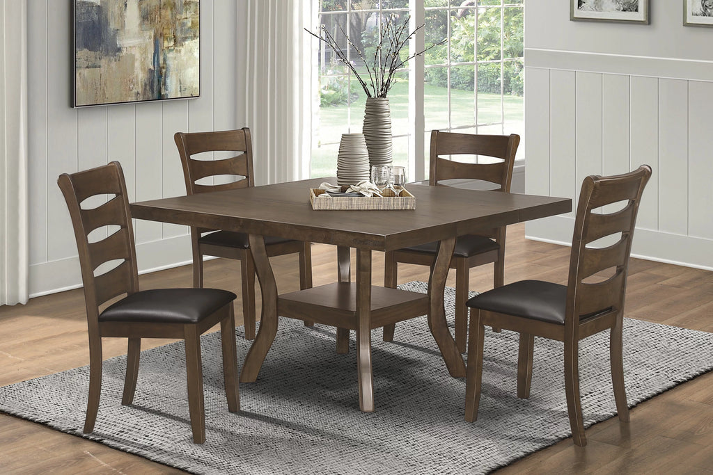 Brown Finish Wood Dining Table with Display Shelf X8213