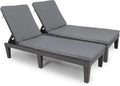 2 Pcs Adjustable Outdoor Chaise Lounge Chairs Set Black L6922