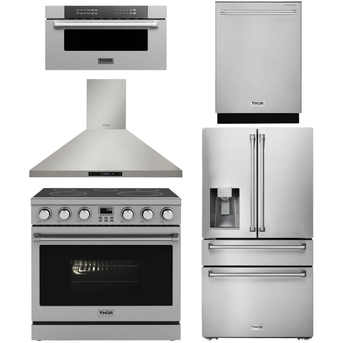 36 Electric Range, Range Hood, Refrigerator, Dishwasher and Microwave F601667