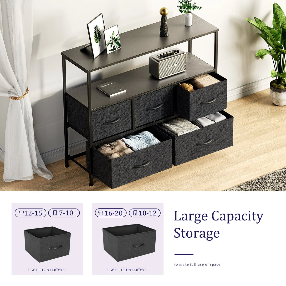 5 Drawer Dresser with Wood Top F648583