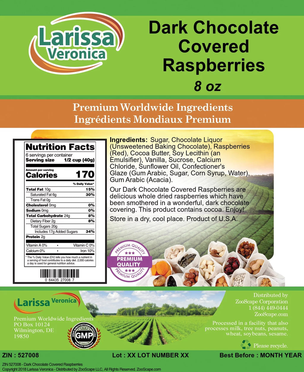 Dark Chocolate Covered Raspberries 8 oz 2-Pack P295342
