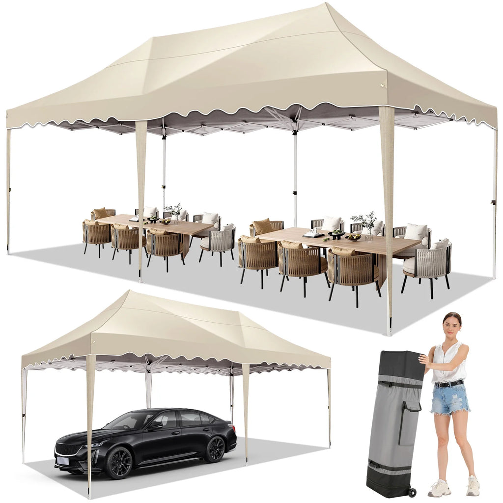 10' x 20' Pop Up Canopy Party Tent with Carry Bag, Khaki L906