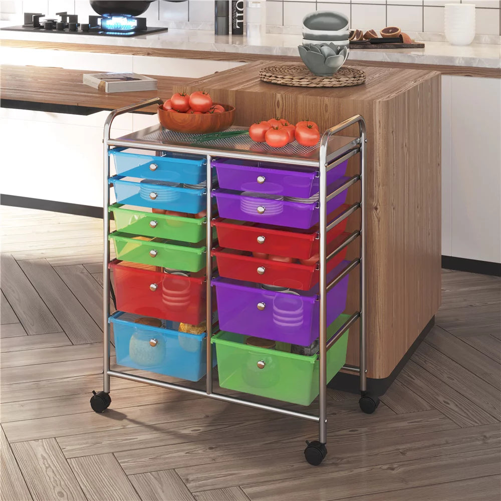 12 Drawer Rolling Storage Cart Black J150458