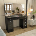 Black Painted Vanity Table with Crystal Knobs N719