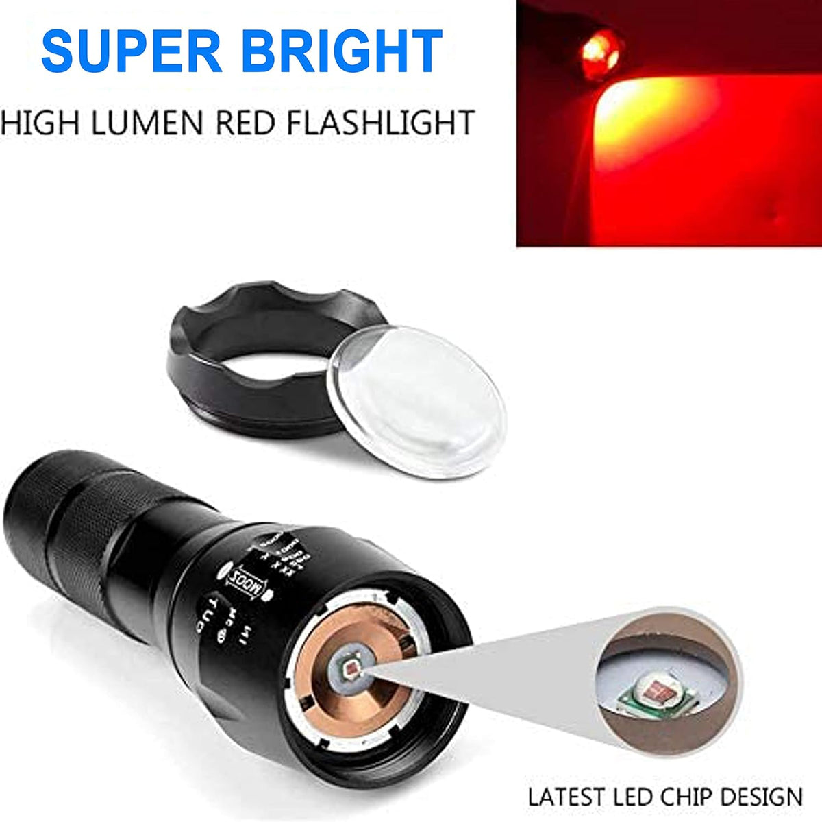 Red Light Tactical LED Flashlight with Pressure Switch F535936