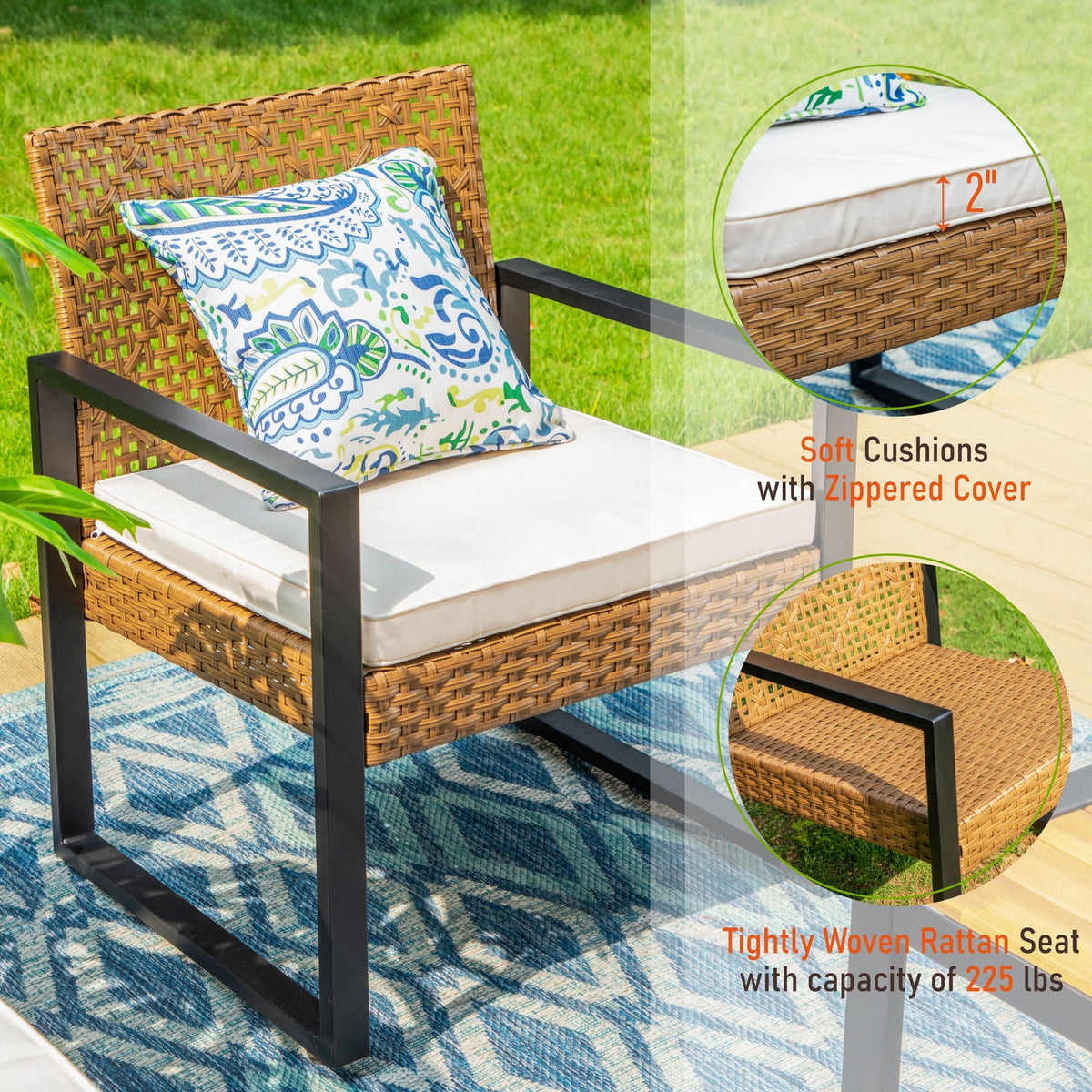 Beige 4 Piece Wicker Outdoor Conversation Set O6290