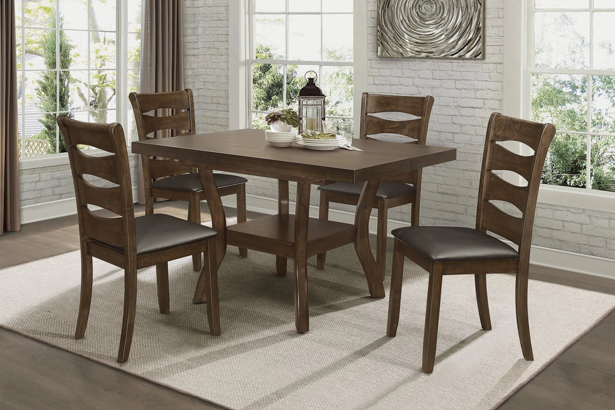 Brown Finish Wood Dining Table with Display Shelf X8213