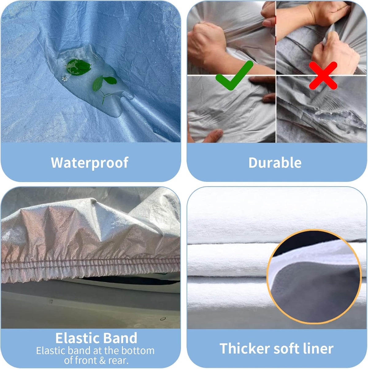 6 Layers Waterproof Cotton Car Cover with Zipper N39196