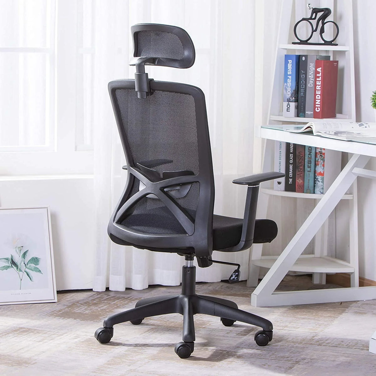 Black Ergonomic High Back Mesh Office Chair with Lumbar Support and Headrest S6695