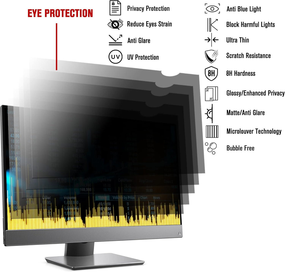 24 Inch Computer Privacy Screen Filter Pack of 2 X38320
