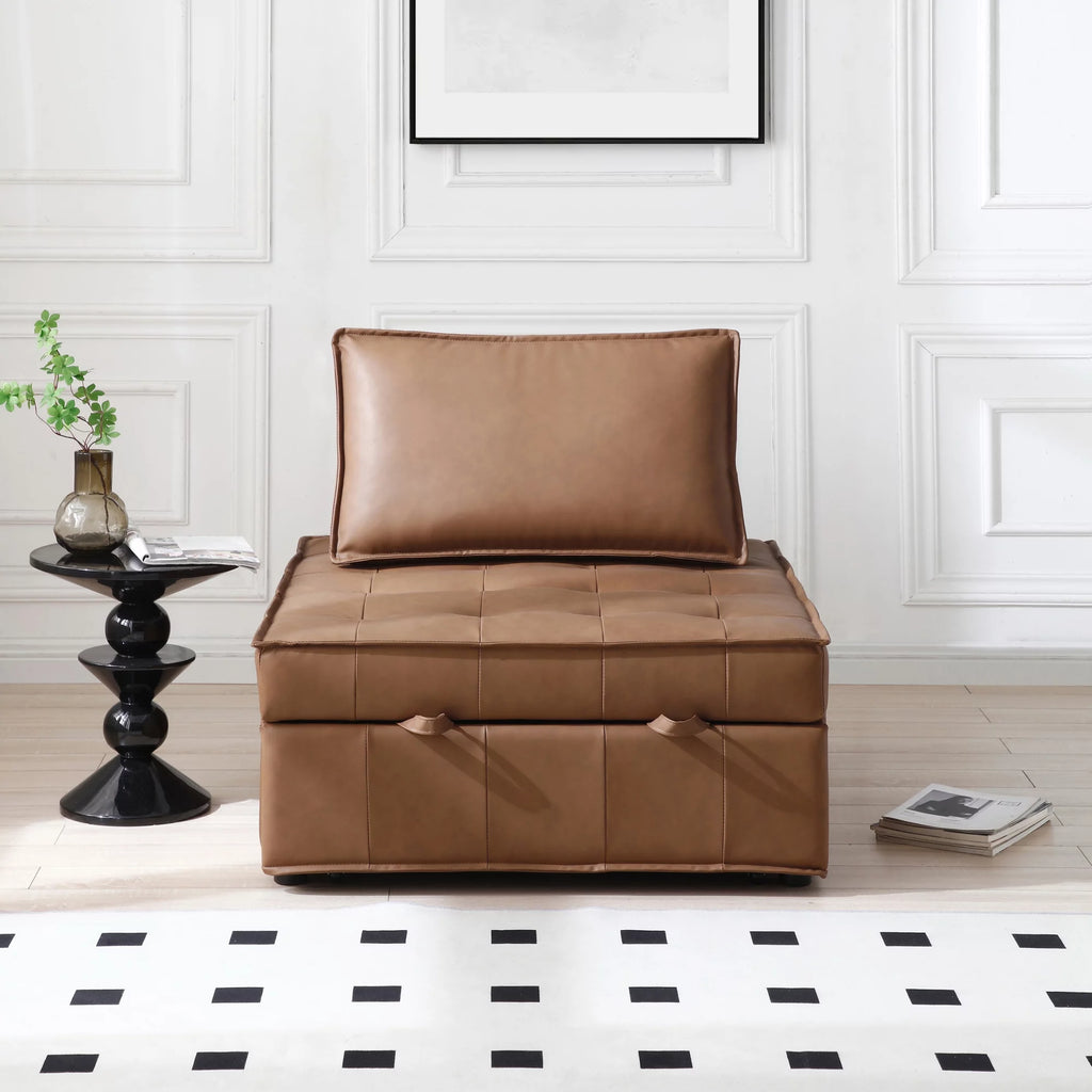 Faux Leather Ottoman Sofa Bed J51247