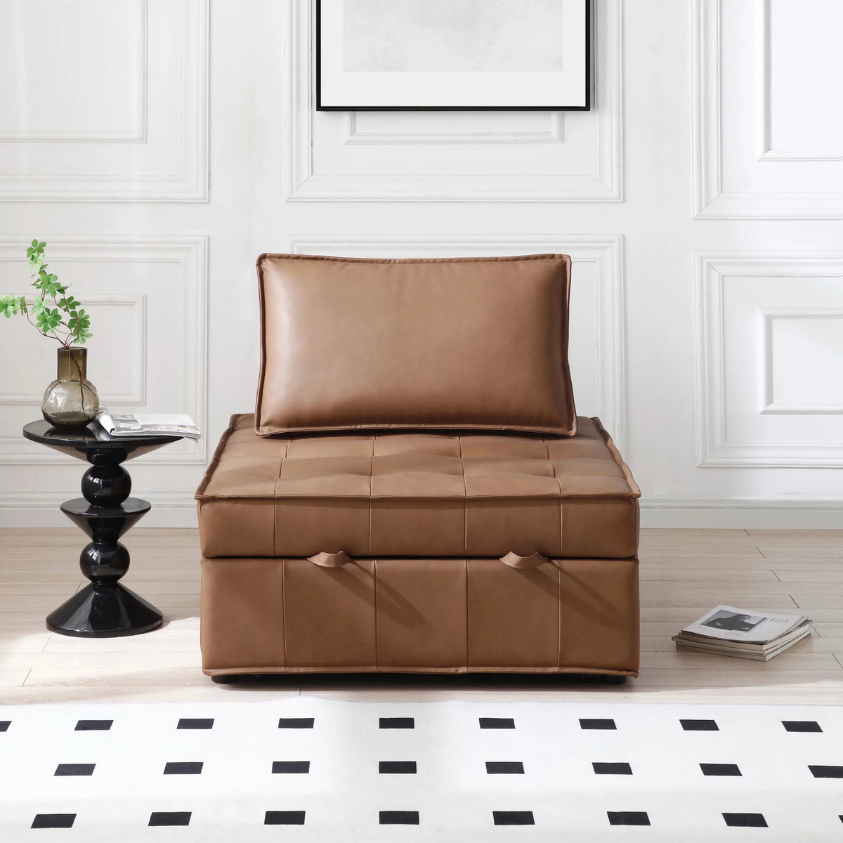 Faux Leather Ottoman Sofa Bed J51247