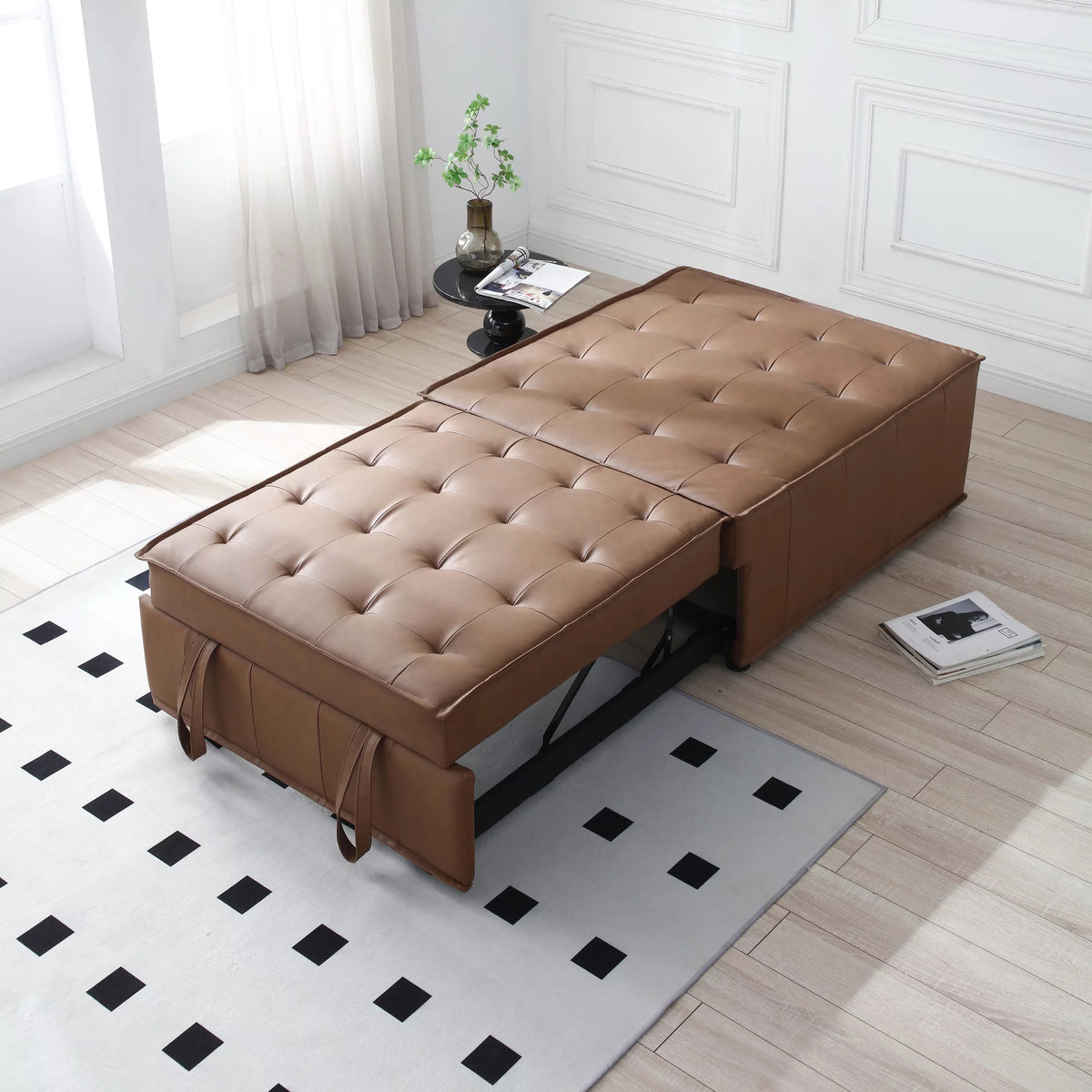 Faux Leather Ottoman Sofa Bed J51247