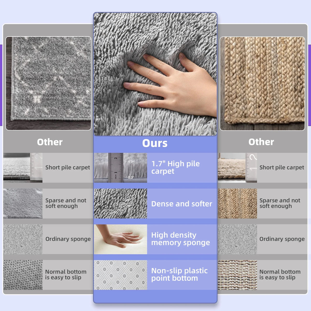 Light Gray 8' x 10' Shag Area Rug F512079