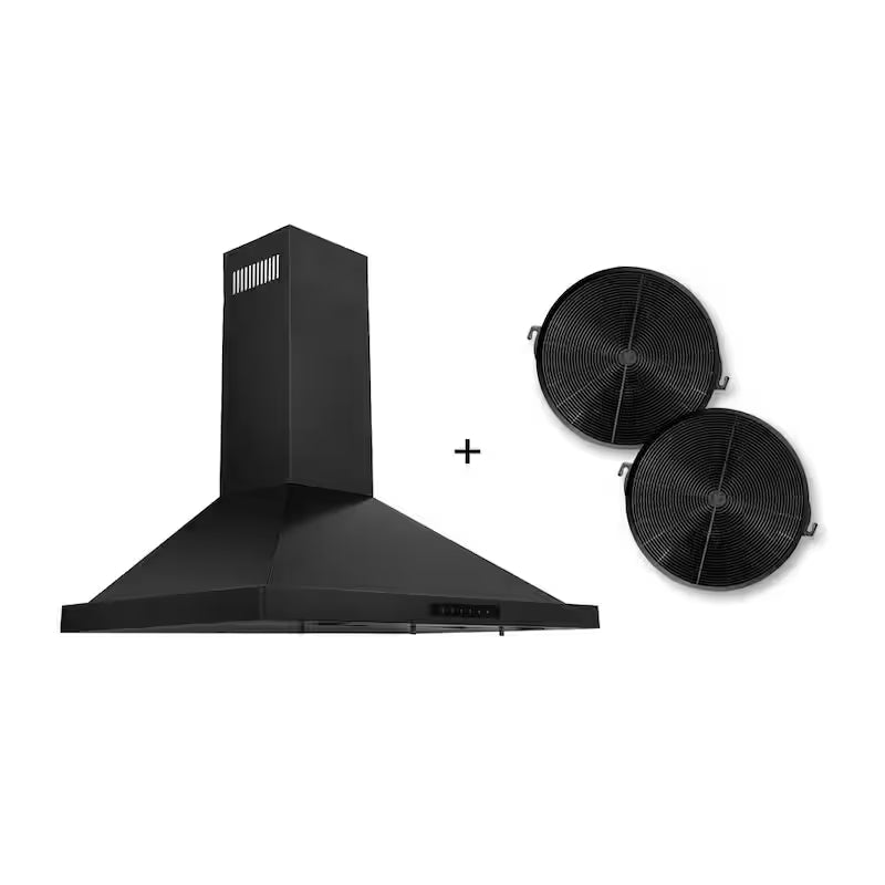 Black Stainless Steel 30 in. 400 CFM Convertible Wall Mount Range Hood R883502