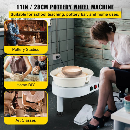 11in Ceramic Pottery Wheel with Foot Pedal and Detachable Basin N317311