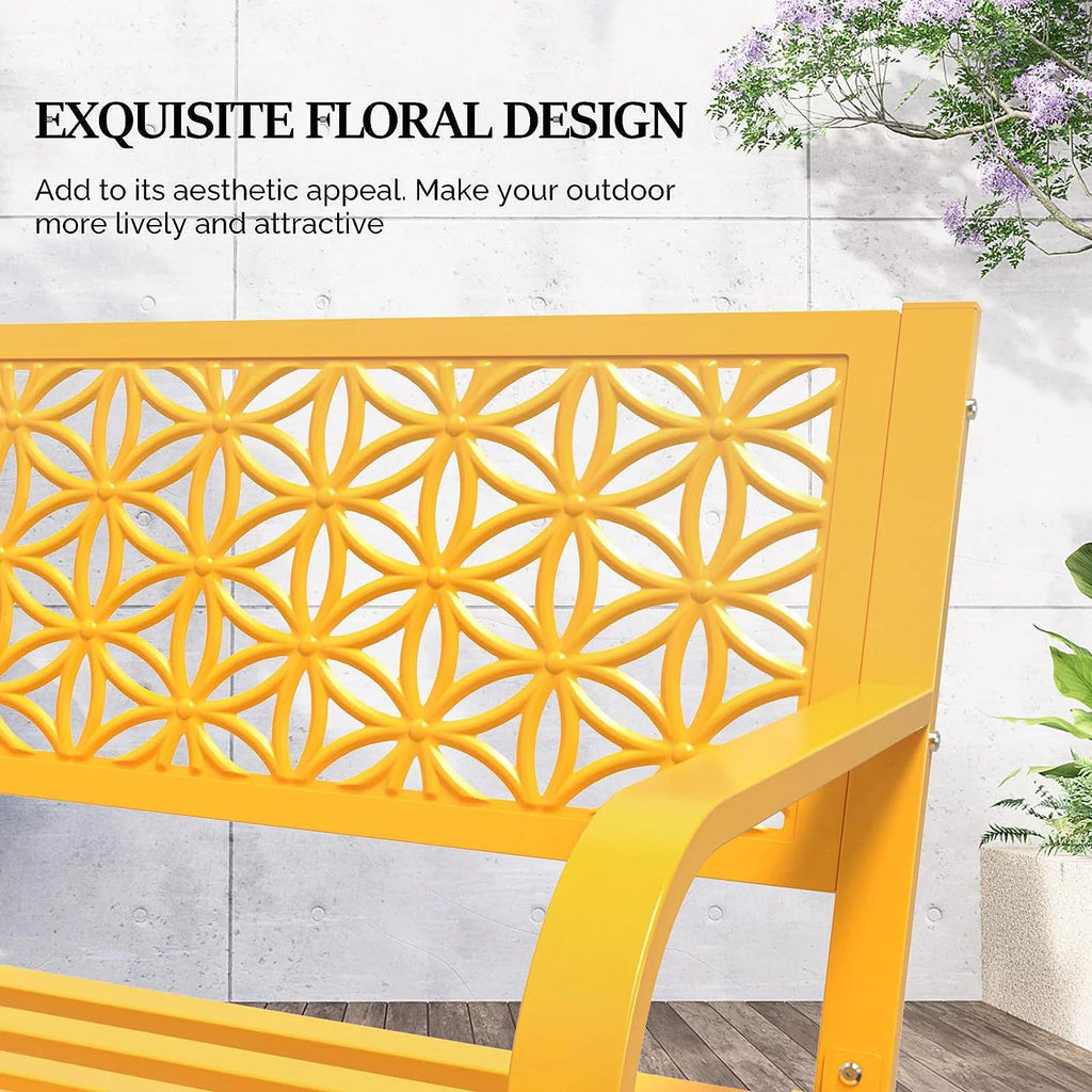 Yellow Metal Outdoor Bench N8949