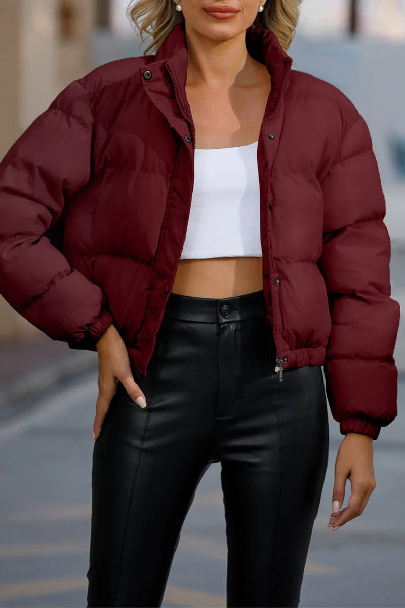 Solid Pocket Turtleneck Outerwear T984293
