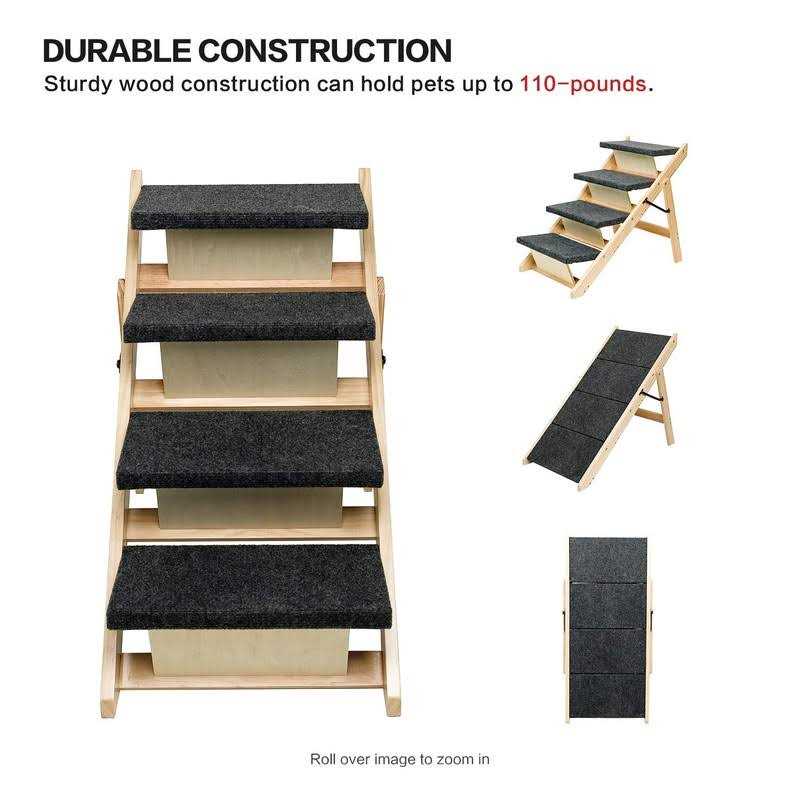 Foldable 4 Levels Wooden Pet Stairs & Ramp C8433