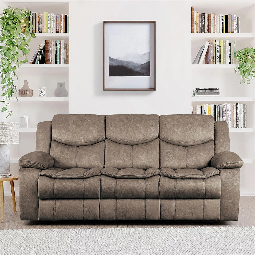 Brown Microfiber 2-Piece Reclining Sofa Set J7880
