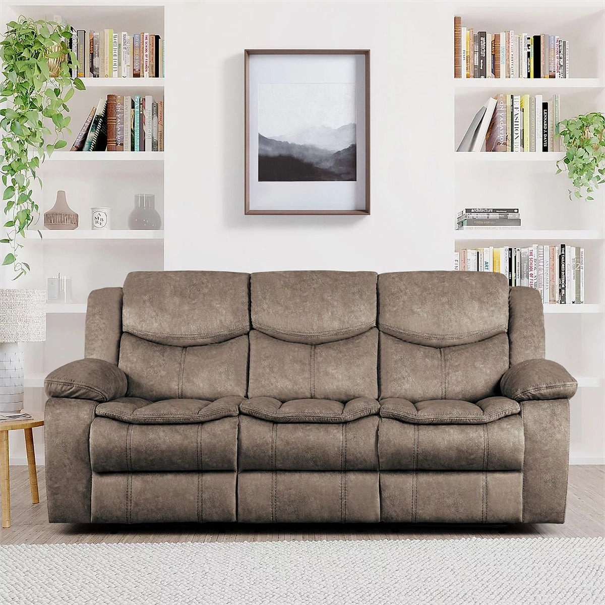 Brown Microfiber 2-Piece Reclining Sofa Set J7880