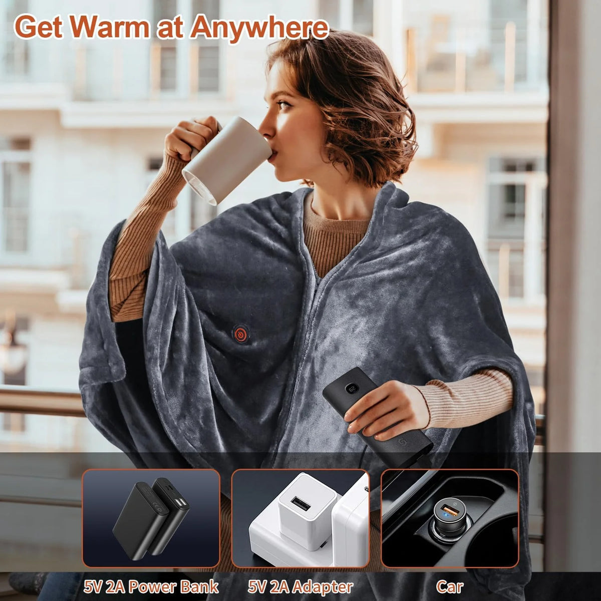 Portable USB Heated Blanket Shawl R124