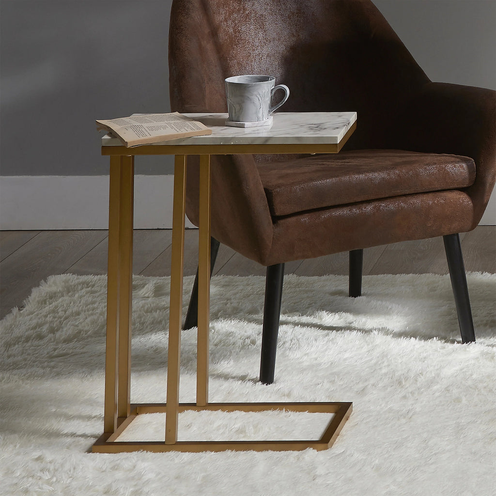 Marble-Look C Shape Side Table Z3355